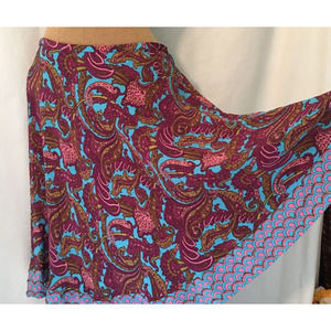 PLENTY Pink & Purple Paisley beaded silk midi skirt sz. Small, boho hippy